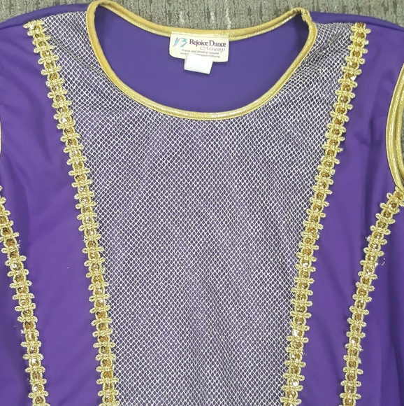 Rejoice Dance Ministry Sleeveless Purple and Gold Praise Dance Dress - Size 4X - Picture 8 of 12